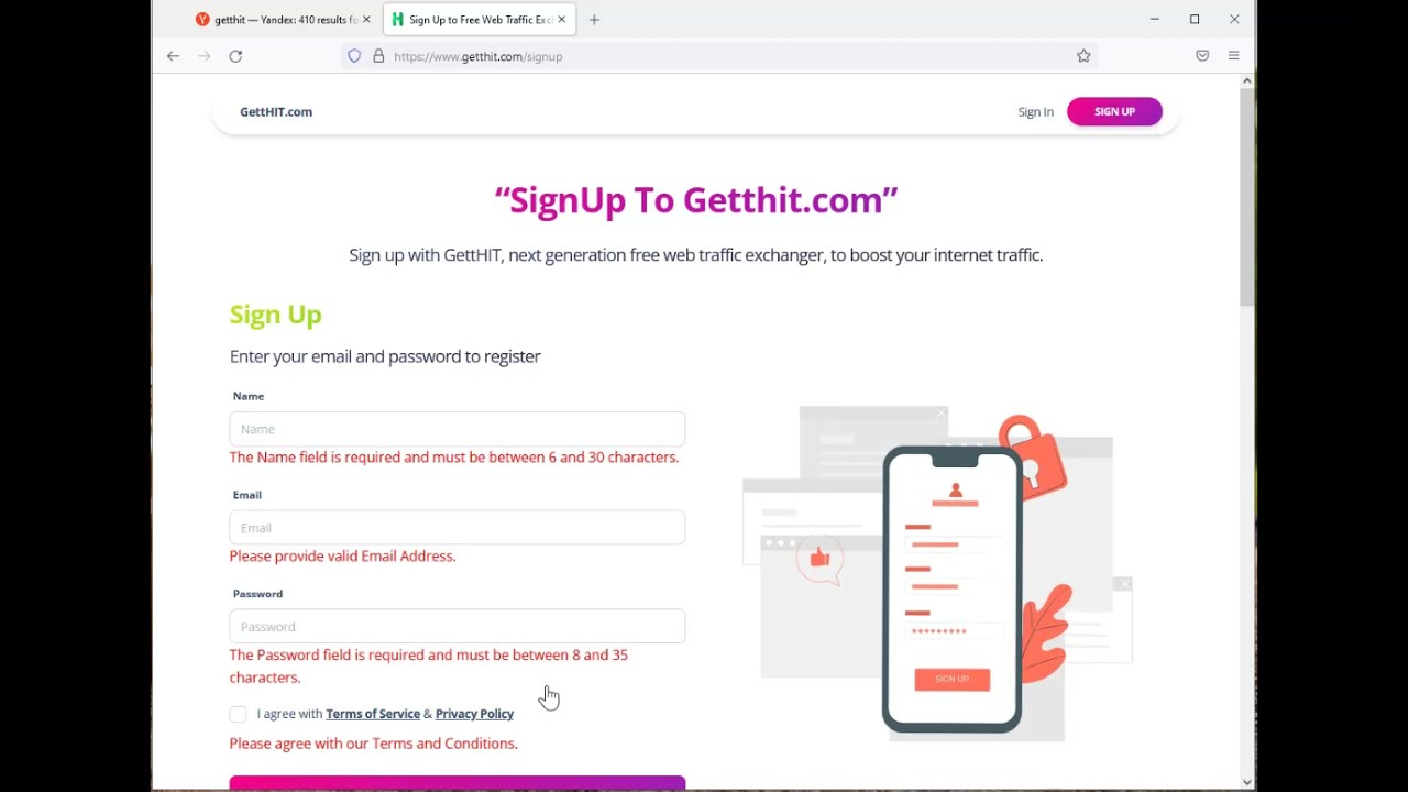 On yandex.com, how can I find www.GettHIT.com?